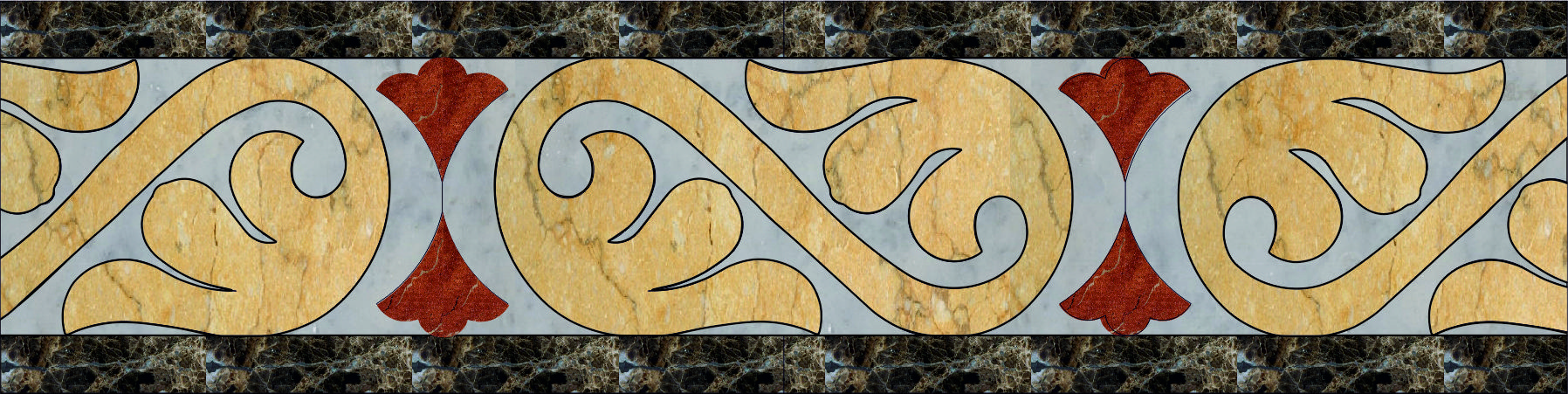 Каменный бордюр панно, арт. Б 4-3, размер, мм: 600х150х20.