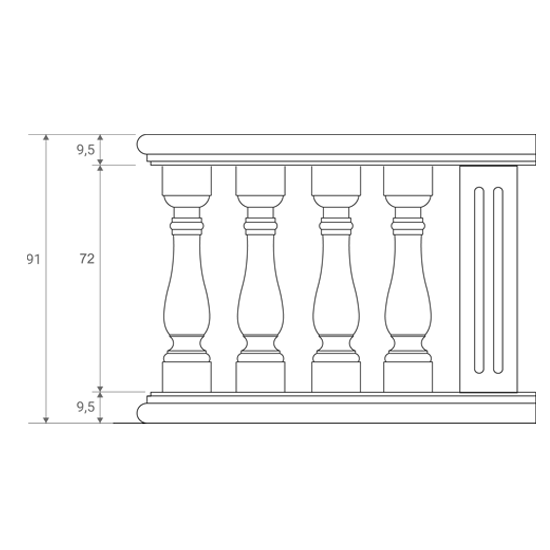 Балюстрада тип 1-1-1 (премиум, кубические наконечники балясин) 